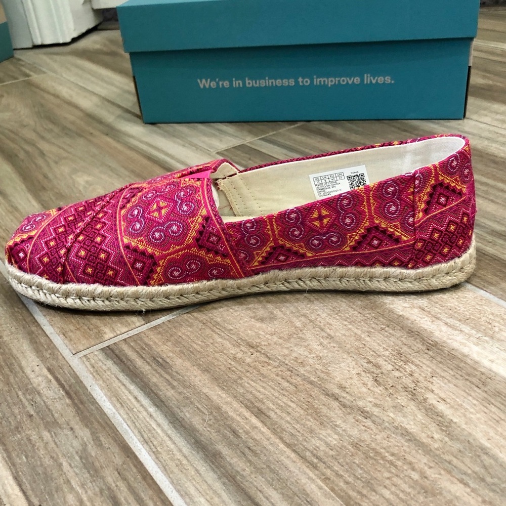 TOMS Pink Multi Floral Woven Espradille Alpargatas - Picture 6 of 12